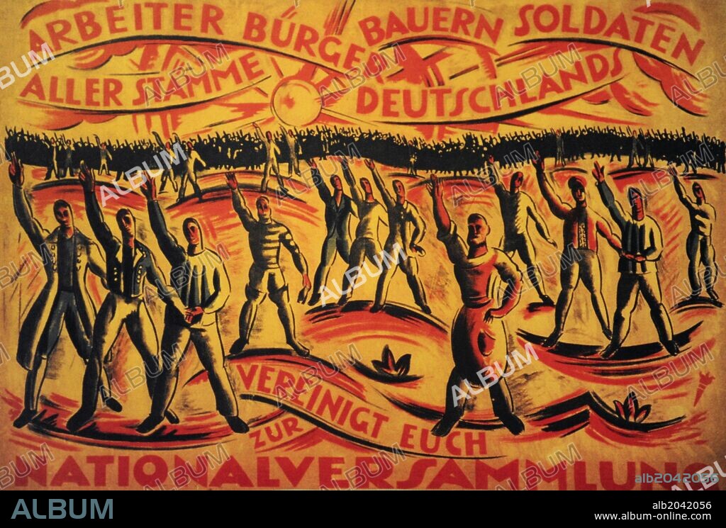Poster for the National Assembly elections. January 19, 1919. Workers, citizens, farmers soldiers of German origin, unite in the National Assembly! Germany.