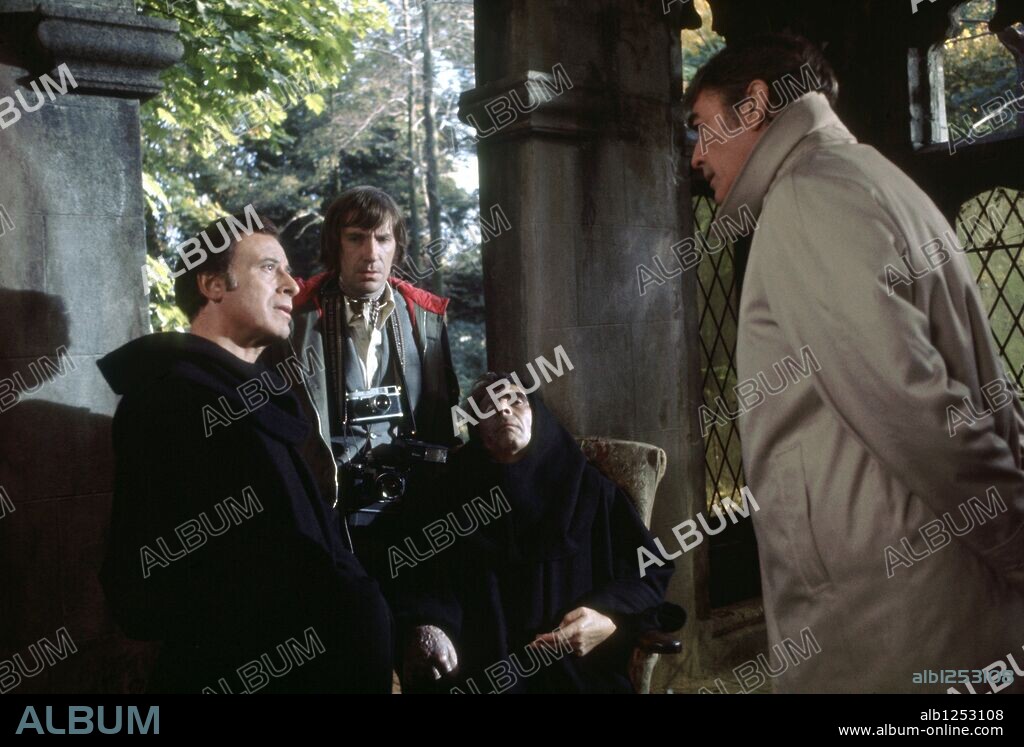 DAVID WARNER and GREGORY PECK in THE OMEN, 1976, directed by RICHARD DONNER. Copyright 20TH CENTURY FOX.