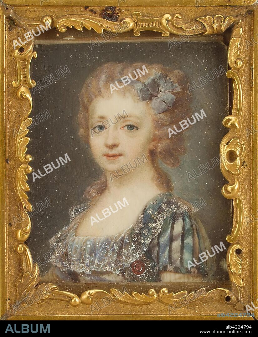 PYOTR ZHARKOV. 'Miniature" Portrait of Grand Duchess Elena Pavlovna". After a portrait in oil by Dmitry Levitsky, 1790s'. Russia, Early 1790s. Dimensions: 6,4x5,2 cm, frame: 18x14,4 cm.