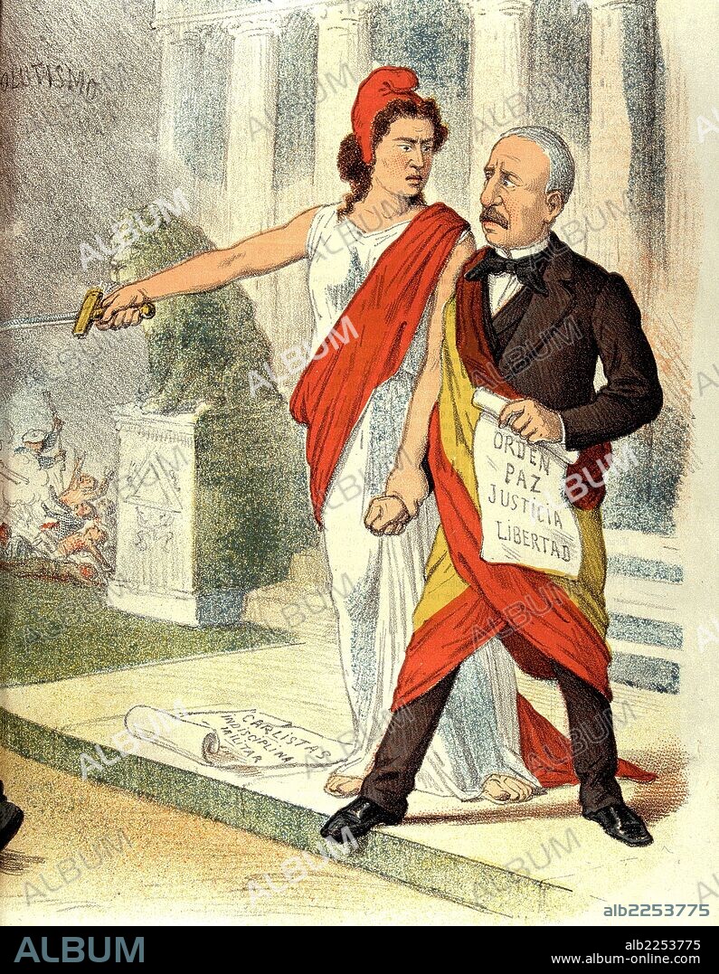 FIGUERAS, ESTANISLAO. POLITICO ESPA¿OL.BARCELONA 1819-1882. ILUSTRACION DE "LA FLACA"(DETALLE) EN EL QUE SE LE RECRIMINA POR LOS EXCESOS DURANTE LA REPUBLICA. A¿O 1873.