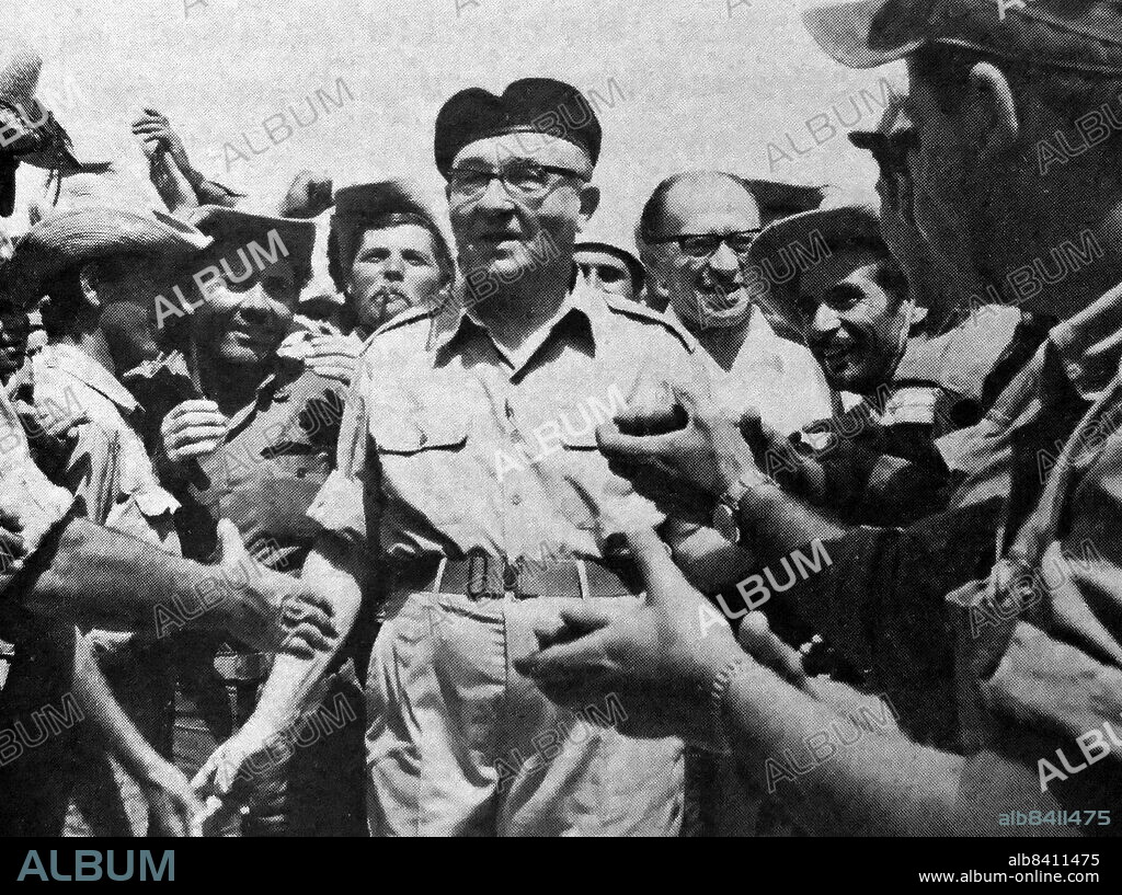 Levi Eshkol Prime Minister of Israel followed by a future Prime Minister Menachem Begin. Seen during the Six Day War 1967.