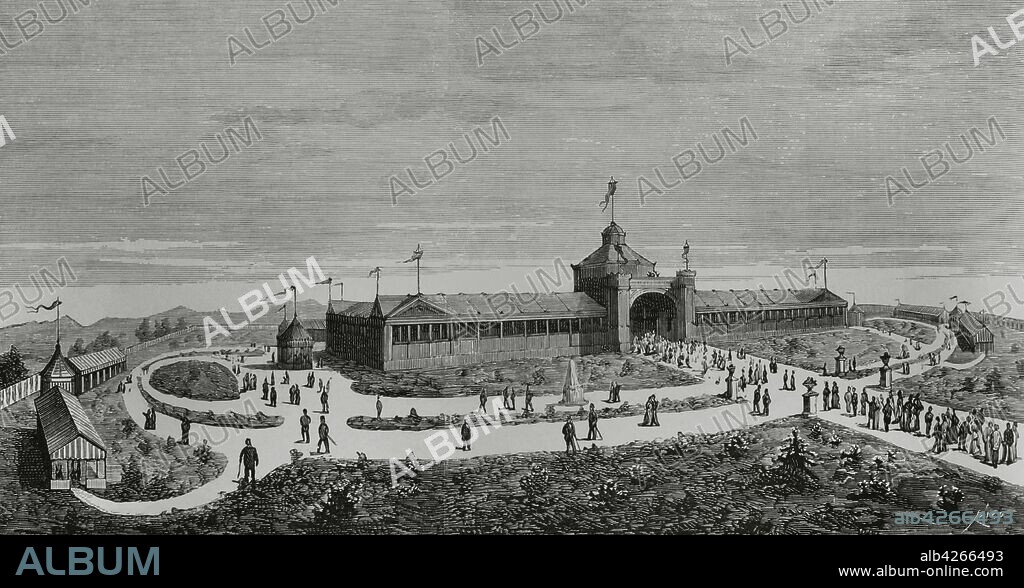 Isla de Cuba. Matanzas. Edificio construido para la Exposición Regional que se ha inagurado el 3 del corriente. Grabado por Bernardo Rico y Ortega (1825-1894). La Ilustración Española y Americana,8 de abril de 1881.