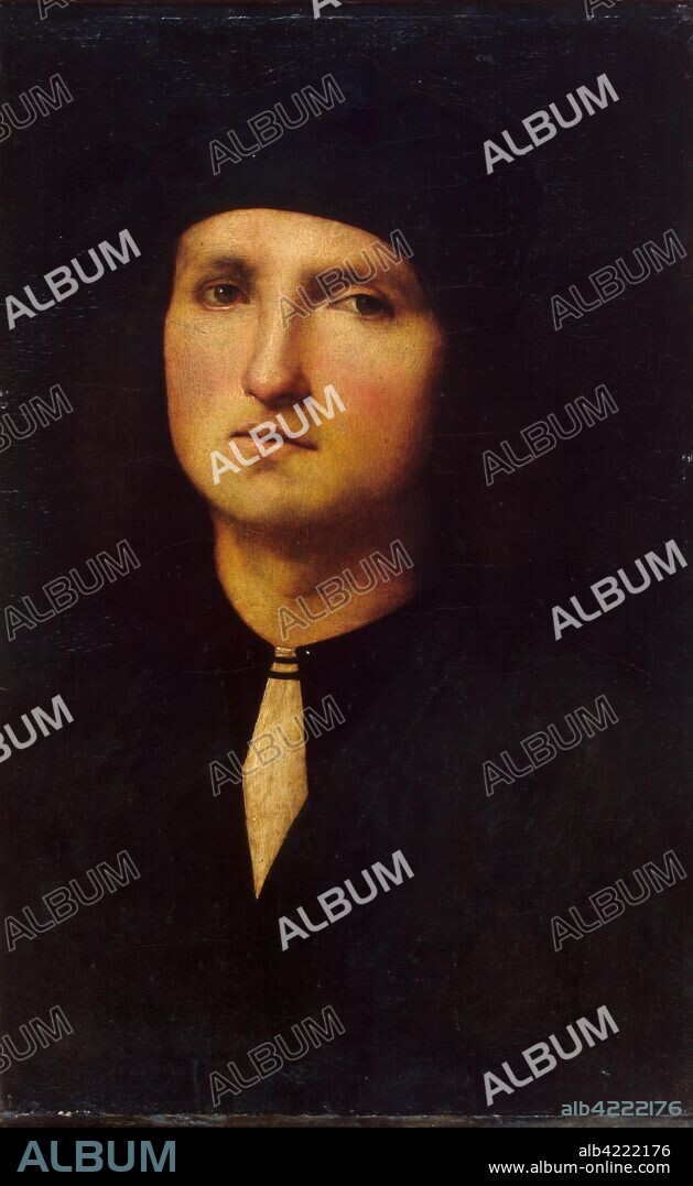 PIETRO PERUGINO (PIETRO VANUCCI). 'Portrait of a Young Man'. Italy, Circa 1500. Dimensions: 40,5x25,5 cm.