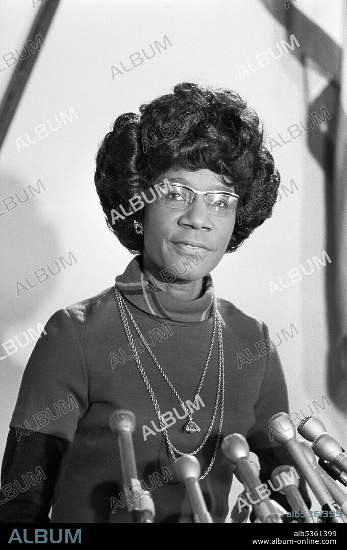 New York State Congresswoman Shirley Chisholm at Black Caucus State of the Union event, Washington, D.C., USA, Warren K. Leffler, January 31, 1973.