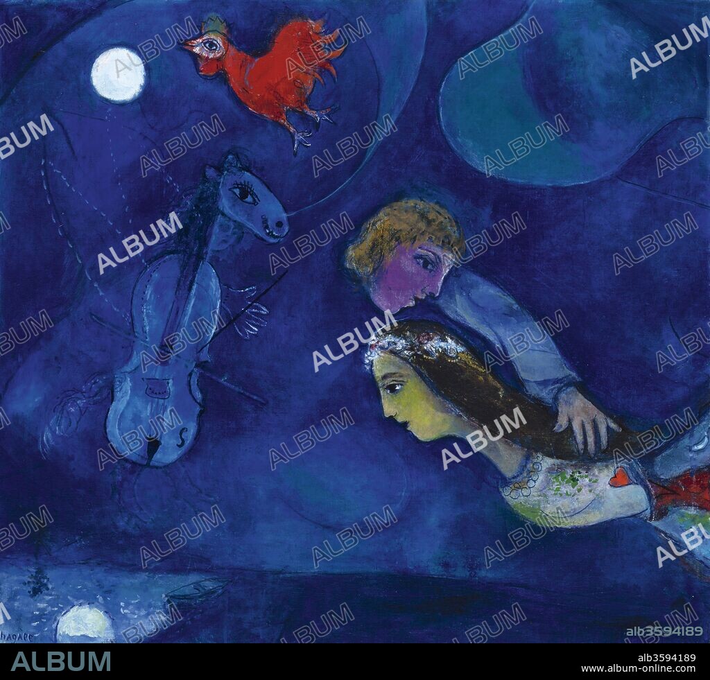 MARC CHAGALL. Coq rouge dans la nuit.