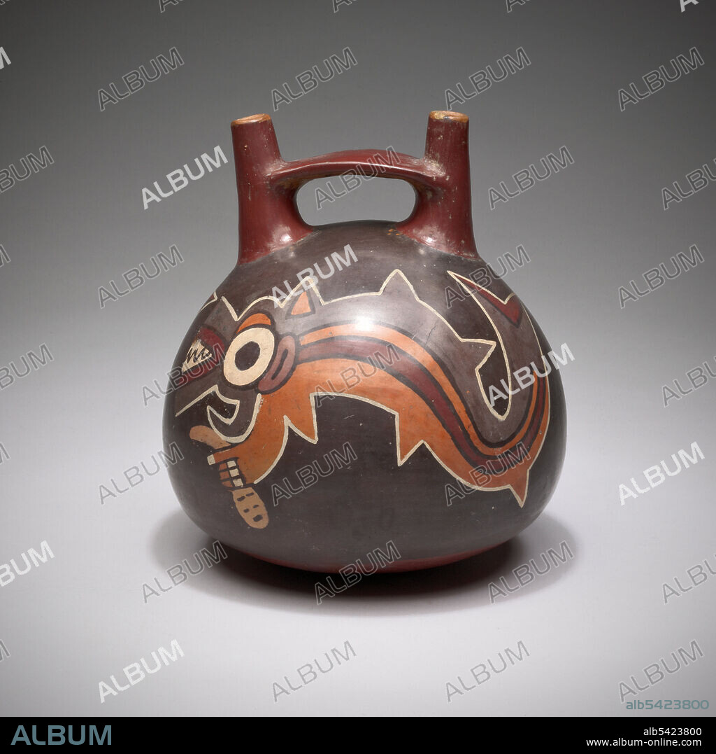 Vessel Depicting an Anthropomorphic Shark Holding a Trophy Head, 180 B.C./A.D. 500.