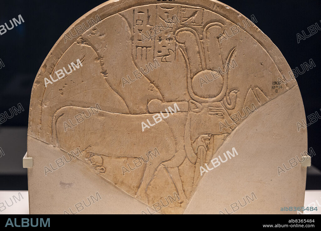 stela with Hathor as a cow, limestone, 18th dynasty, Mentuhotep II temple, Deir el-Bahari, Thebes, Egypt, collection of the British Museum.