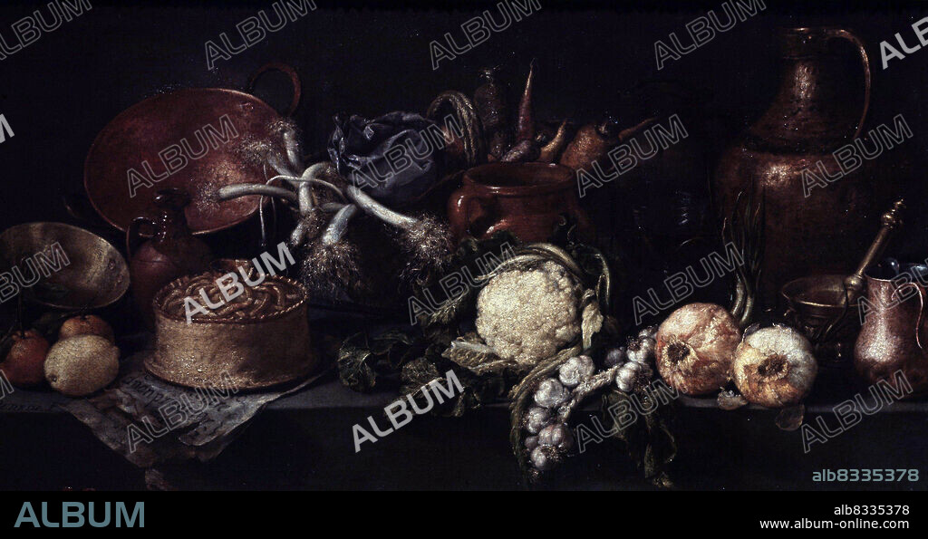 ANTONIO DE PEREDA (CA. 1611-1678). PEREDA , ANTONIO. PINTOR ESPAÑOL. VALLADOLID 1608 -1678. " BODEGON DE COCINA " , OLEO. MUSEO DE ARTE ANTIGUO . LISBOA.