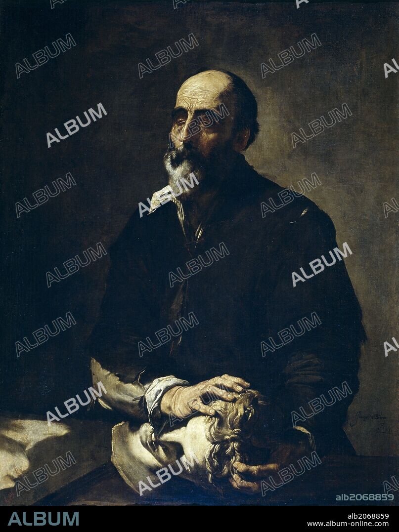JOSÉ DE RIBERA. José de Ribera / 'El escultor ciego, o Alegoría del Tacto', 1632, Escuela Española, Óleo sobre Lienzo, 125 cm x 98 cm, P01112.