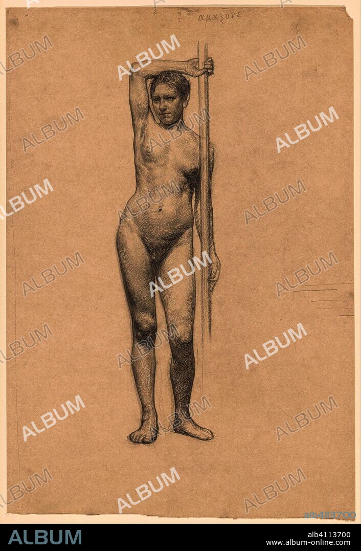 JAN PIETER VETH. Standing female nude, seen from the front. Draughtsman: Jan Veth. Dating: 1874 - 1925. Measurements: h 555 mm × w 378 mm.