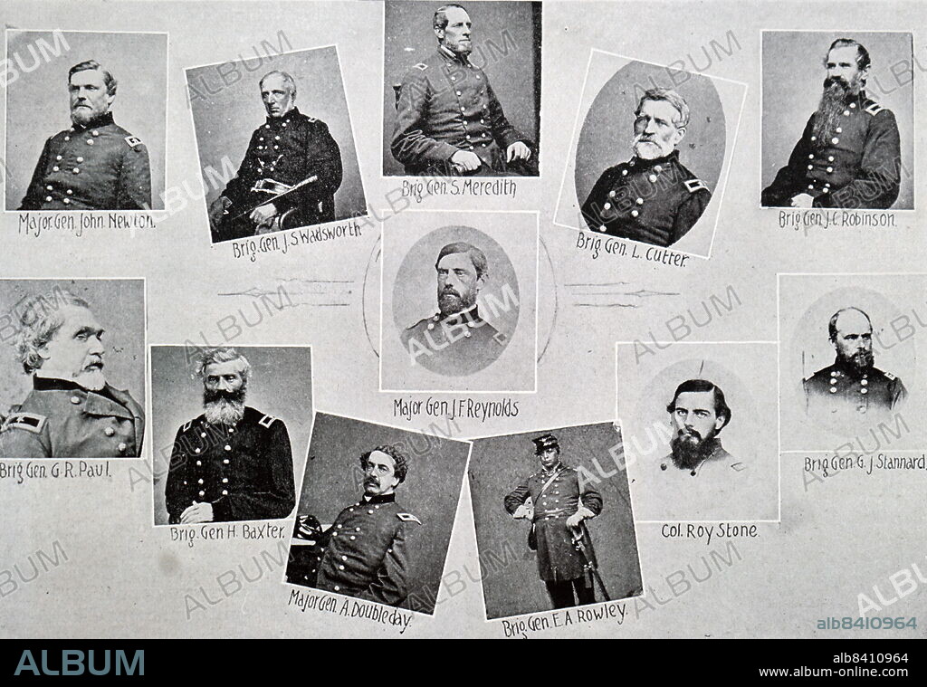 John Fulton Reynolds (September 21, 1820 - July 1, 1863) was a career United States Army officer and a general in the American Civil War. One of the Union Army's most respected senior commanders, he played a key role in committing the Army of the Potomac to the Battle of Gettysburg and was killed at the start of the battle. Major General J. F. Reynolds and officers at Gettysburg.