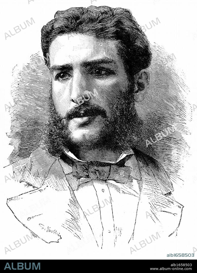 Pierre-Paul-Francois-Camille Savorgnan de Brazza (1852-1905) French explorer, founder of Brazzaville (1883) in the Belgian Congo. Wood engraving 1882.