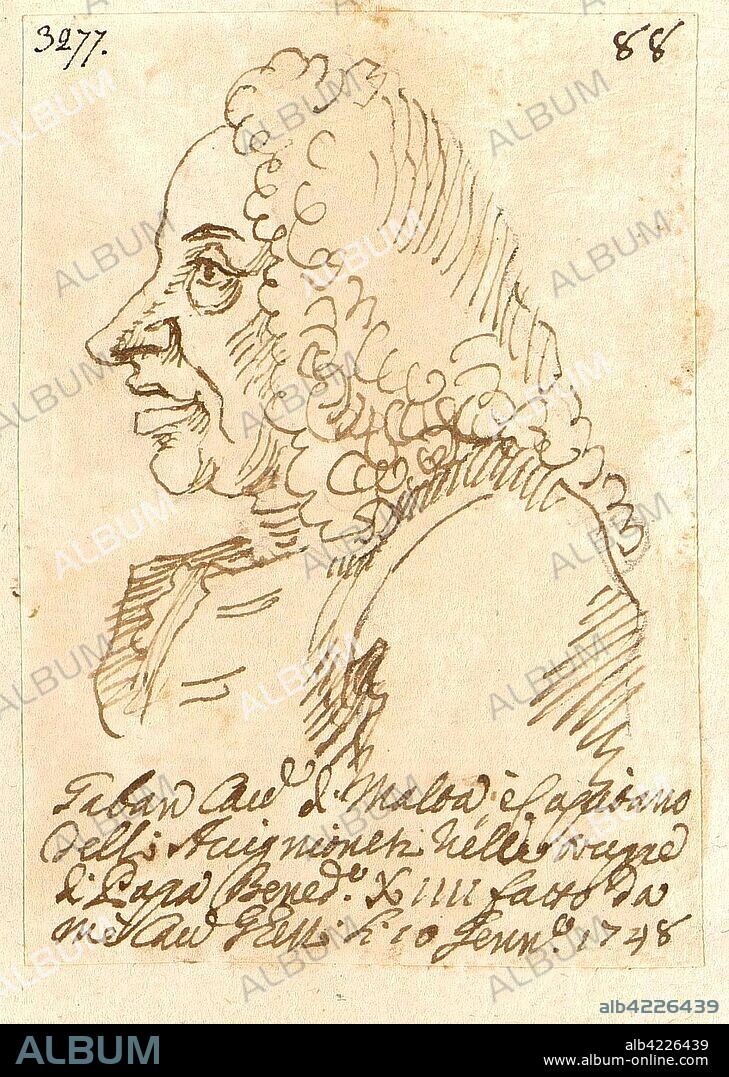 PIER LEONE GHEZZI. 'Caricature Head of an Old Man'. Italy, 1748. Dimensions: 10x7,2 cm.