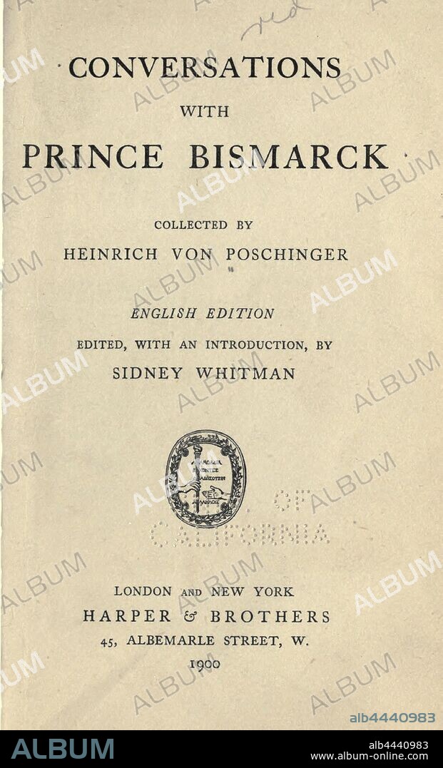 Conversations with Prince Bismarck : Poschinger, Heinrich, Ritter von, 1845-1911.