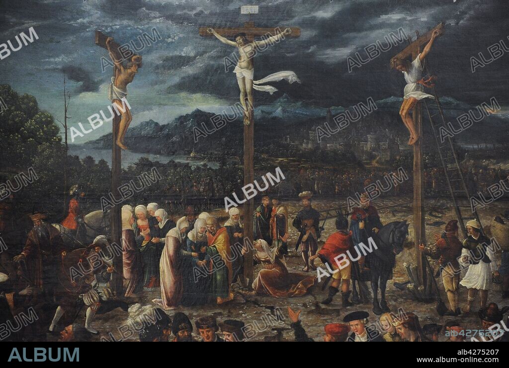 Hans Muelich or Mielich (1516-1573). German painter. Crucifixion, 1539. Detail. San Fernando Royal Academy of Fine Arts. Madrid. Spain.