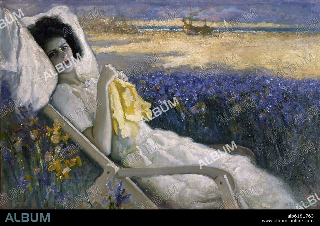 CECILIO PLA Y GALLARDO (1860/1934). 'Lirio entre lirios', 1921, Oil on canvas.
