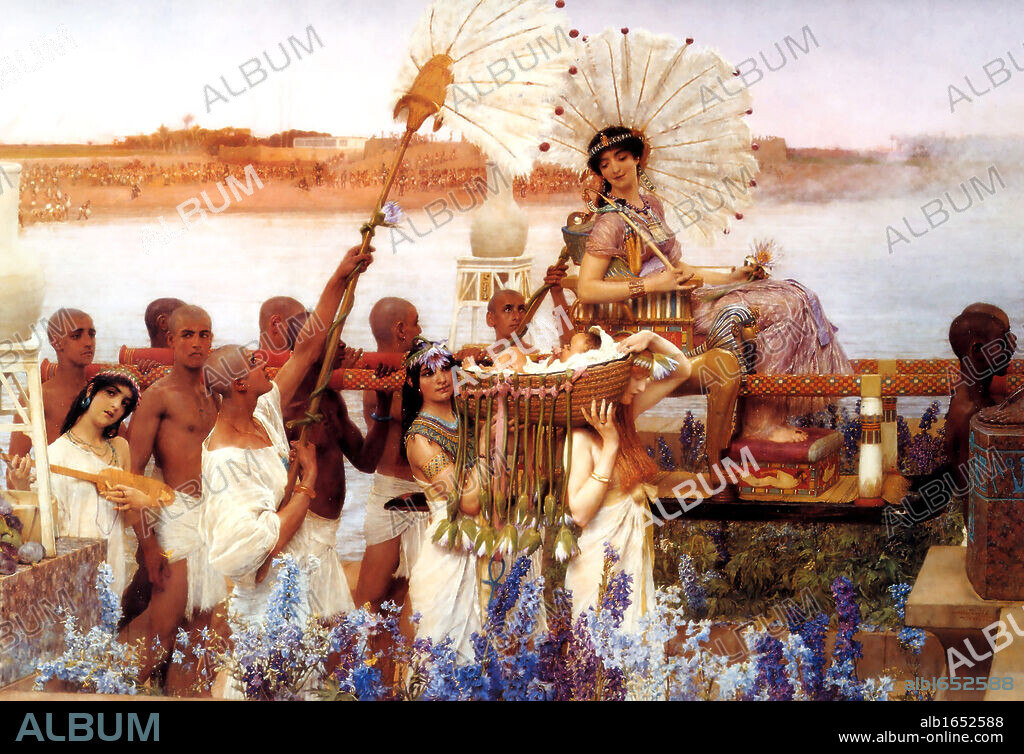 The Finding of Moses by Pharaoh's Daughter (1904), by the Dutch-born Victorian painter Lawrence Alma-Tadema English Classicist English Painter (1836-1912).