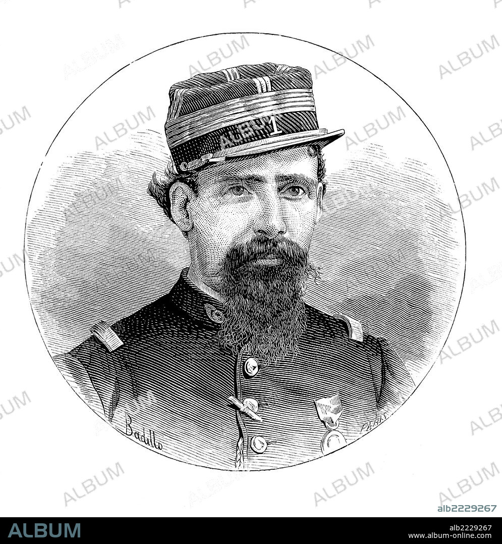 Lorenzo Latorre (1844-1916), coronel del ejército aclamado como dictador de la república oriental del Uruguay en marzo de 1876. Grabado de 1876.