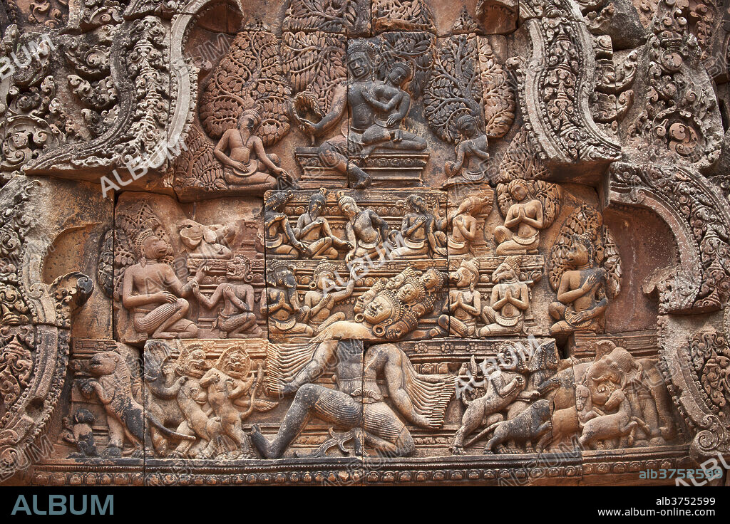 Banteay Srei Temple, Angkor, UNESCO World Heritage Site, Siem Reap, Cambodia, Indochina, Southeast Asia, Asia.