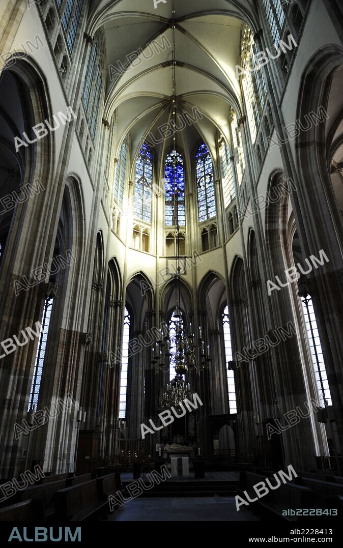 PAISES BAJOS. UTRECHT. Catedral de San Martín o Catedral de Utrecht. Edificio medieval, convertido al culto protestante desde 1580. Estilo gótico francés. Interior del techo.