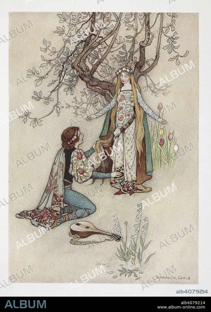 "Riquet with the Tuft appeared in her eyes the most elegant young man she had ever seen." Illustration for "Riquet with the Tuft."  . The Fairy Book ... By the author of â€œJohn Halifax, Gentlemanâ€ [Dinah Maria Craik] With 32 illustrations in colour by Warwick Goble. London : Macmillan & Co., 1913. Source: 12410.s.5 plate opposite page 116.