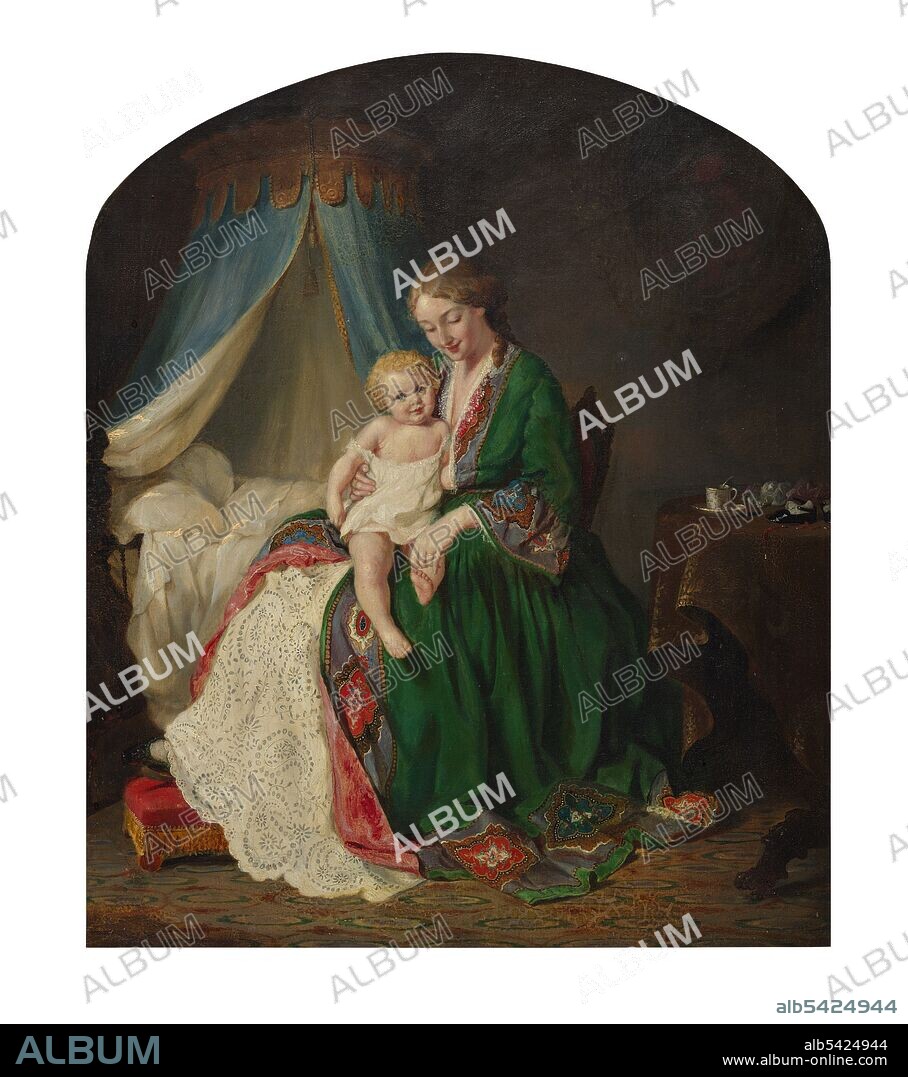 LILLY MARTIN SPENCER. This Little Pig Went to Market, c. 1857. Self portrait by the artist, with her son William Henry, reciting a nursery rhyme.