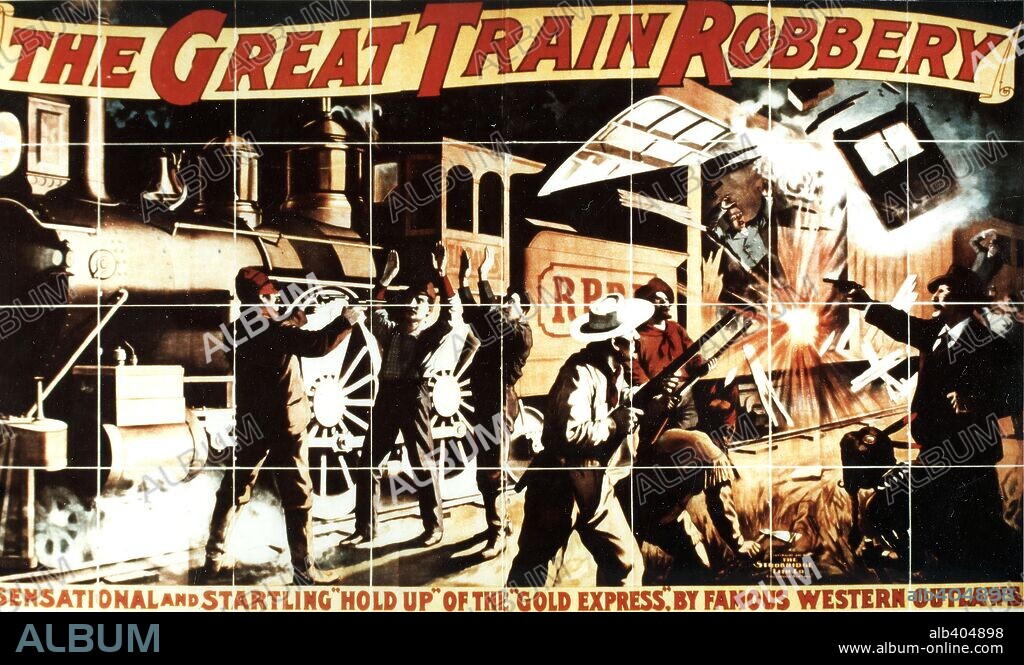 Poster de ASALTO Y ROBO AL TREN, 1903 (THE GREAT TRAIN ROBBERY), dirigida por EDWIN S. PORTER. Copyright EDISON.