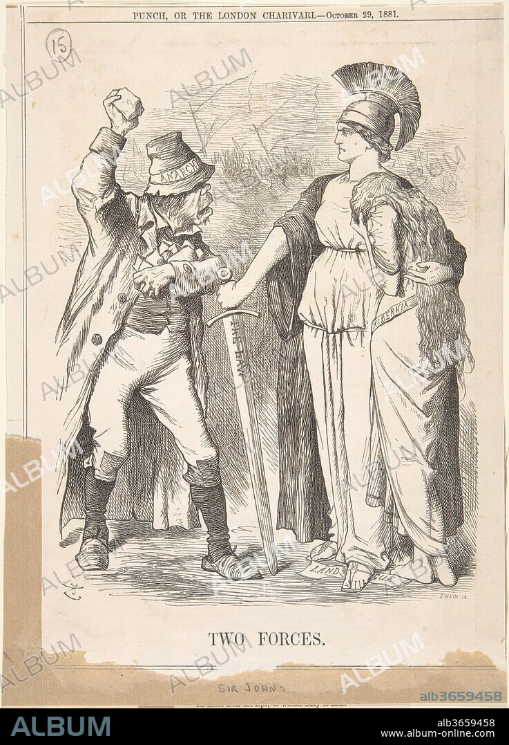 Two Forces (Punch, October 29, 1881). Artist: Sir John Tenniel (British, London 1820-1914 London). Dimensions: Sheet: 10 1/4 x 7 3/8 in. (26 x 18.7 cm). Date: 1881.