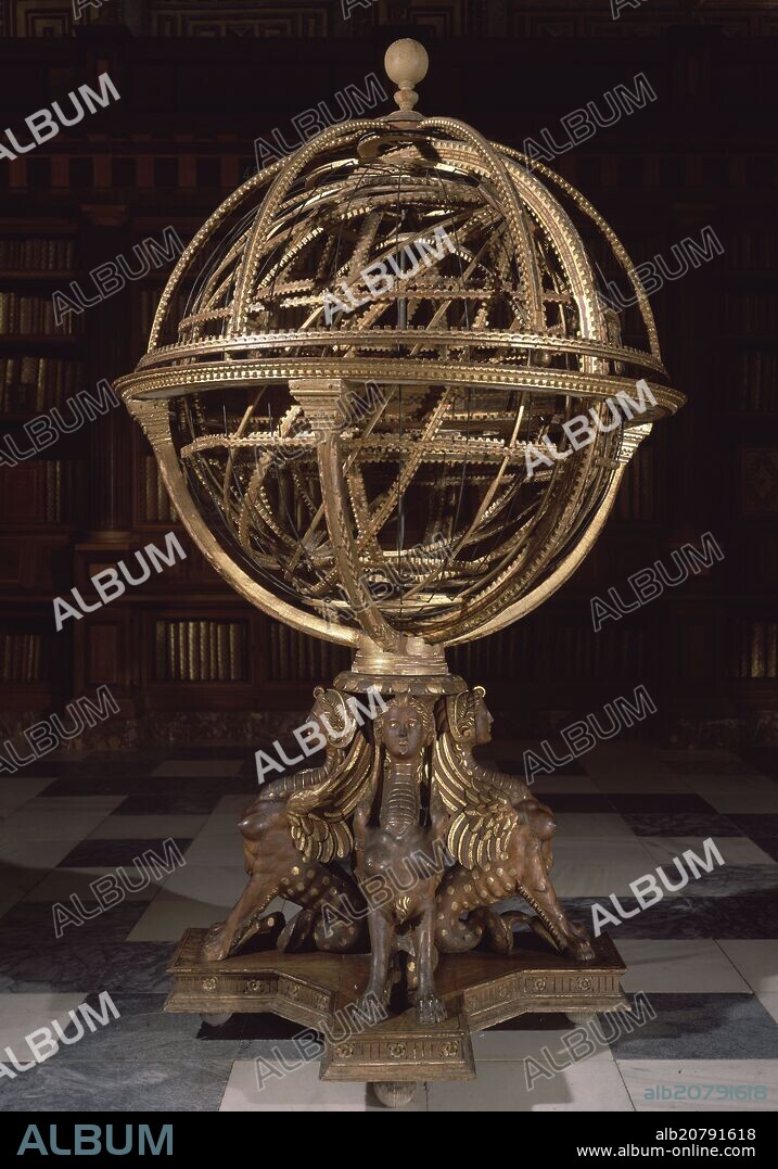 ANTONIO SANTUCCI (?-1613) ASTRONOMO ITALIANO. ARMILLAR SPHERE - FLORENCE 1582 -BASED ON PPTOLEMY MODEL.