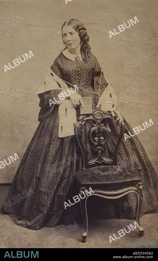 Harriet Beecher Stowe (1811-1896), American author and abolitionist, full-length Portrait, 1865.