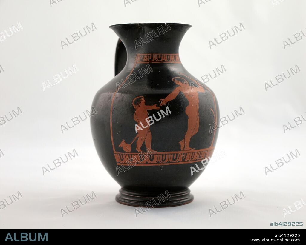 ANCIENT GREEK. Chous (Toy Pitcher). Greek; Athens. Date: 440 BC-420 BC. Dimensions: 10.8 × 7.7 × 7.8 cm (4.26 × 3.05 × 3.08 in.). Terra-cotta, decorated in the red-figure technique. Origin: Athens.