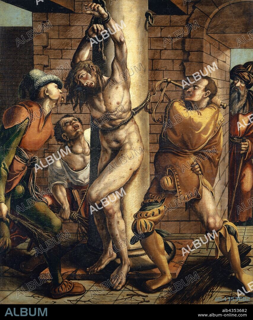 The Flagellation of Christ, mixed media on canvas, 138 x 115 cm, unmarked, Hans Herbst(er), Strassburg 1470–1552 Basel, Hans Holbein d. J., (Mitarbeit (?) / collaboration (?)), Augsburg um 1497/98–1543 London.