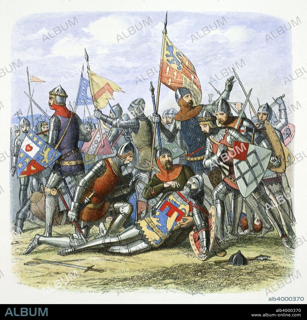 Death of Harry Hotspur (Sir Henry Percy), Shrewsbury, Shropshire, 1403 (1864). Together with his uncle, Thomas Percy, Hotspur (1364-1403) led the most serious of a series of uprisings during the reign of Henry IV (c1366-1413). When the rebels met the King's army at Shrewsbury, Henry emerged victorious, and Hotspur was killed. After rumours persisted that he was not in fact dead, Henry had his body disinterred, quartered and sent to the four corners of the realm.
