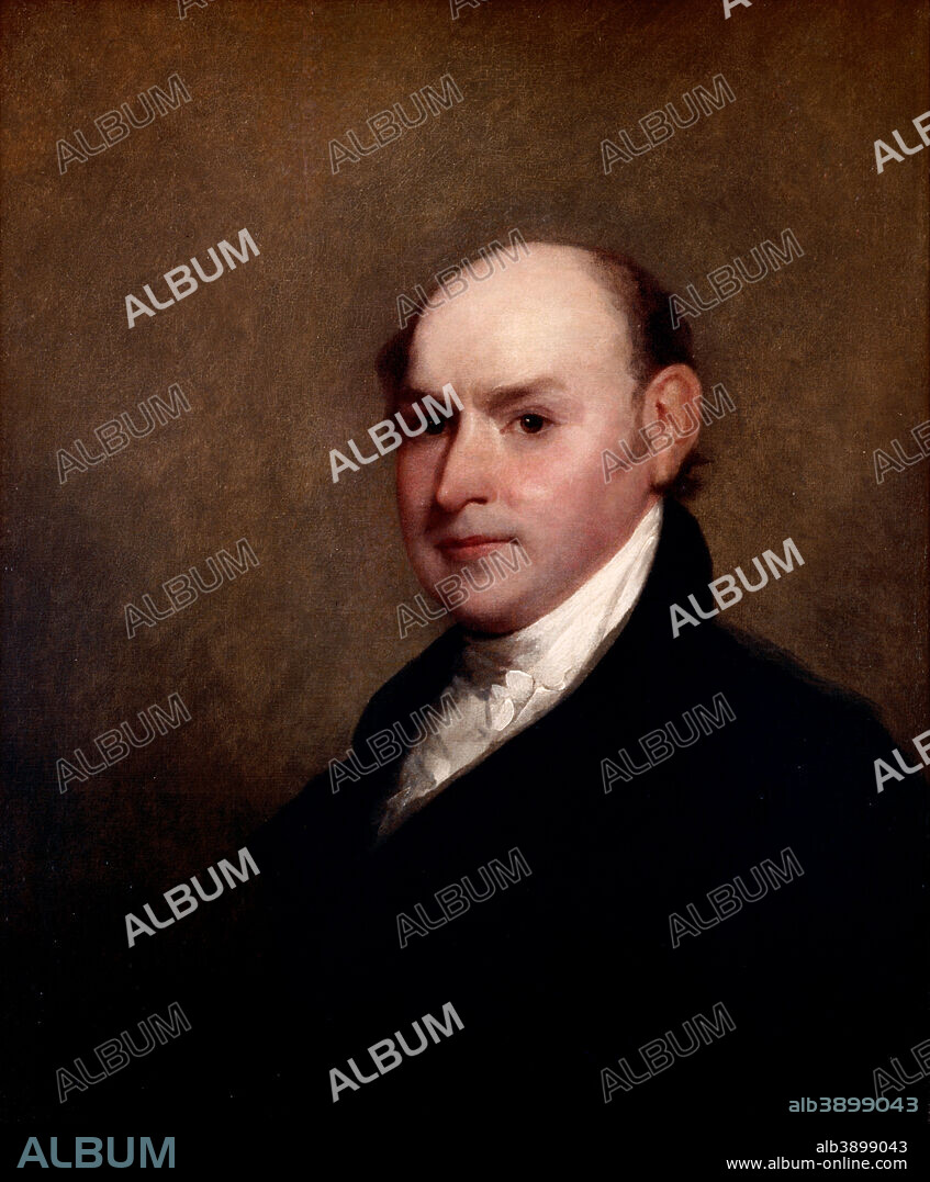 GILBERT STUART. John Quincy Adams. Date/Period: 1818. Painting. Oil on panel oil on panel. Height: 679.45 mm (26.75 in); Width: 558.80 mm (22 in).