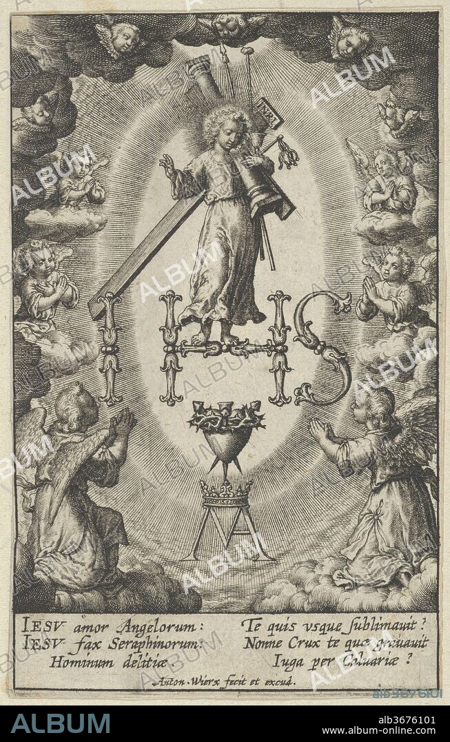 ANTONIUS WIERIX II. Sacred Monogram. Artist: Antonius Wierix, II (Netherlandish, Antwerp 1555/59-1604 Antwerp). Dimensions: 4 3/16 × 2 5/8 in. (10.6 × 6.6 cm).