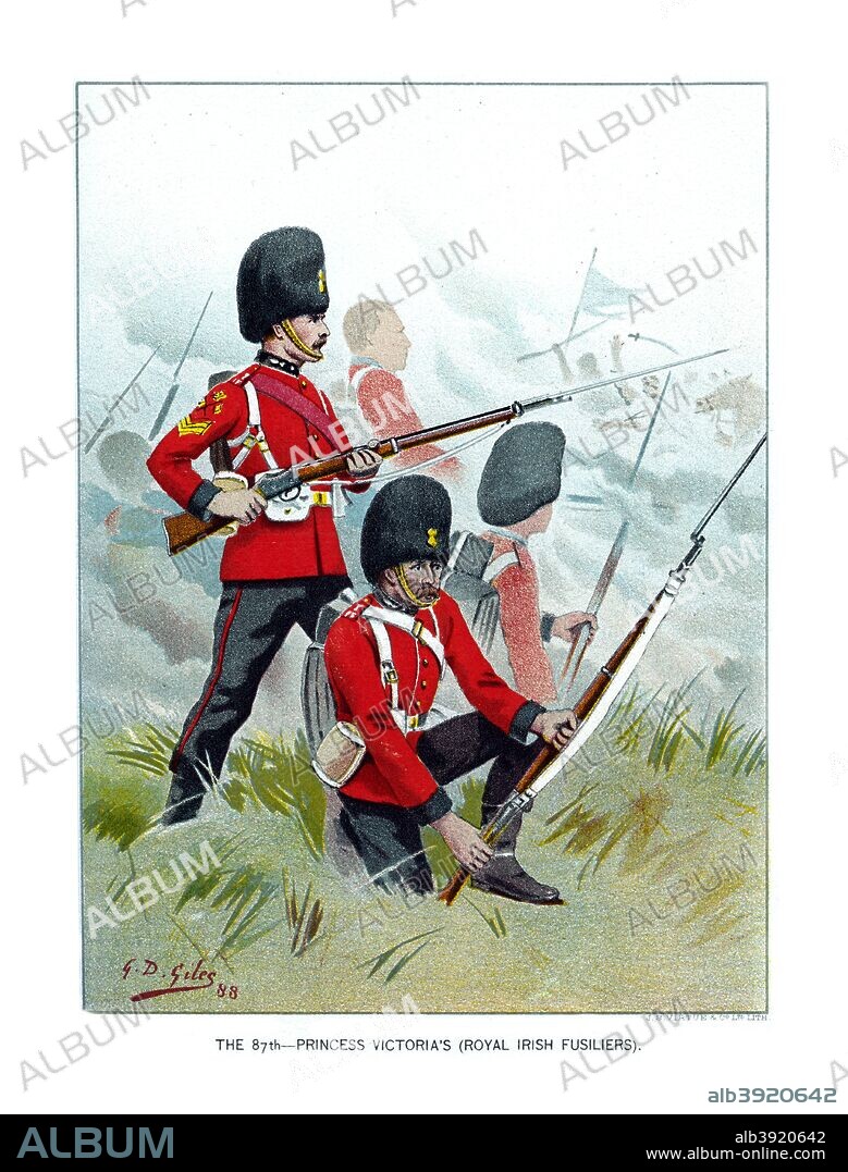 'The 87th Princess Victoria's (Royal Irish Fusiliers)', c1890. A coloured lithographic plate from Her Majesty's Army by Walter Richards, JS Virtue & Company, (London, c1890).