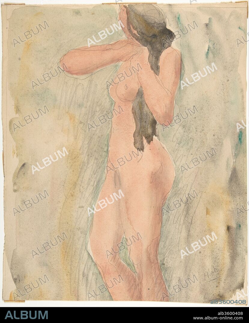 Standing Female Nude. Artist: Odilon Roche (French, 1868-1947). Dimensions: Overall: 11 x 9 in. (28 x 22.8 cm). Former Attribution: Formerly attributed to Auguste Rodin (French, Paris 1840-1917 Meudon). Date: n.d..