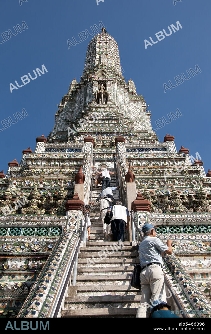 Wat Arun Rajwararam (Temple of the Dawn), full name Wat Arunratchawararam Ratchaworamahawihan, is a Thai Buddhist temple on the Thonburi west bank side of the Chao Phraya River in Bangkok. It is named after Aruna, the Indian God of Dawn. A monastery has stood here since the Ayutthayan period (1351 - 1767), but the temple's outstanding feature, the Khmer-style central prang, was not begun until 1809, during the reign of King Buddha Loetla Nabhalai (Rama II).