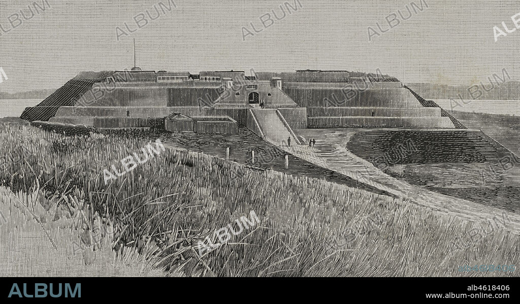 China, Talien-wan Fort, in the homonymous bay. Engraving. La Ilustración Española y Americana, 1898.