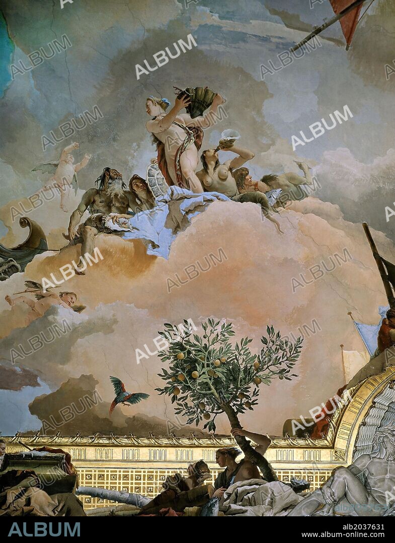 GIAMBATTISTA TIEPOLO. Giovanni Battista Tiepolo / 'Frescos del Salón del Trono: Gloria de España', 1762-1766, Fresco.