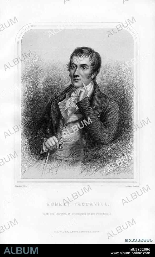 Robert Tannahill, Scottish poet, 1870. An engraving of Tannahill (1774-1810) from Robert Chambers' A Biographical Dictionary of Eminent Scotsmen, Blackie and Son, (Glasgow, Edinburgh, and London, 1870).