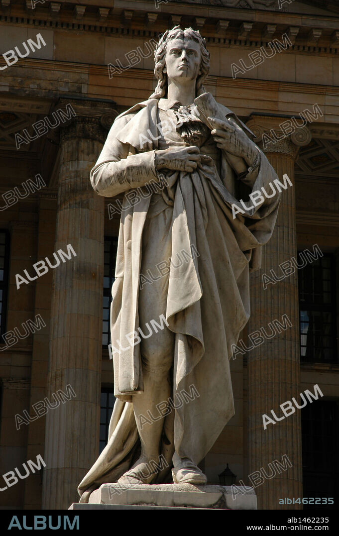 Johann Christoph Friedrich von Schiller (1759-1805). German poet, philosopher, historian, and playwright. Monument in Gendarmenmarkt, in the city center. Berlin. Germany.