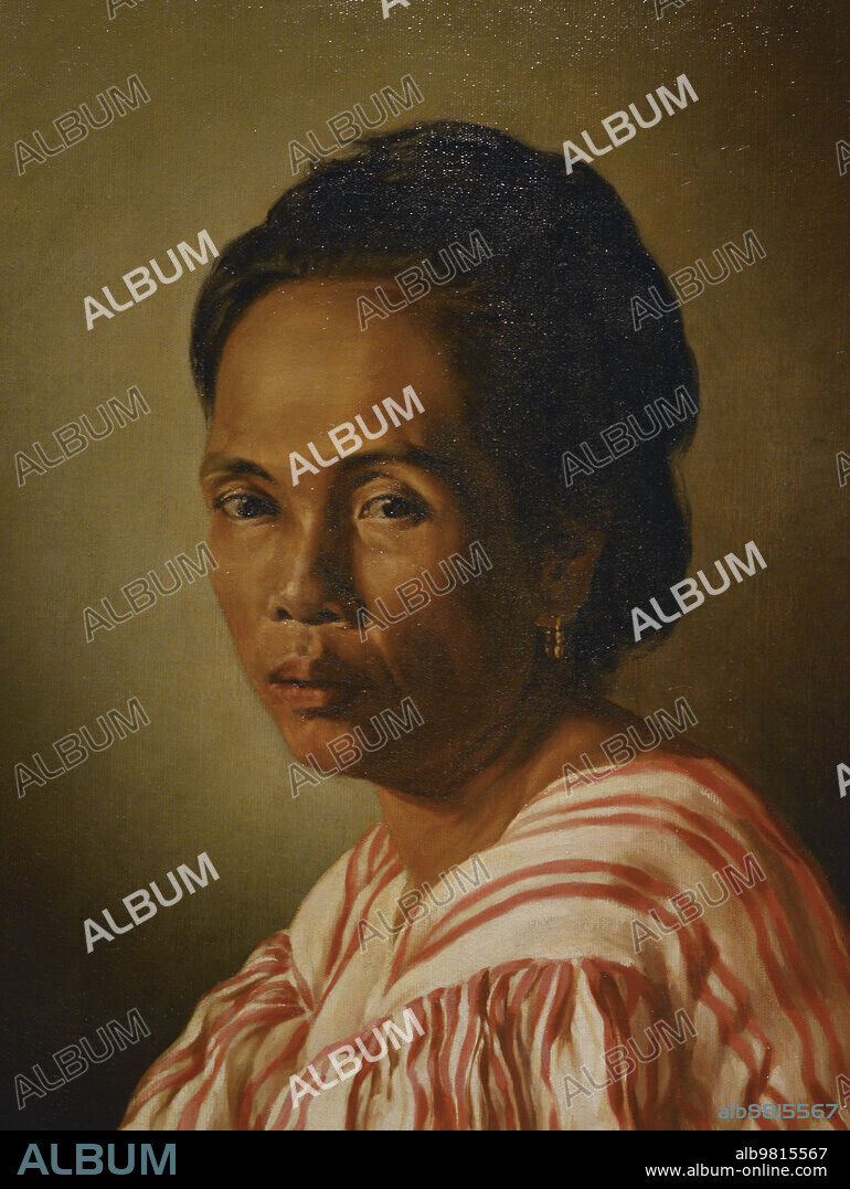 ESTEBAN VILLANUEVA VINARAO (1859-1920). PHILIPPINE PAINTER.. Esteban Villanueva Vinarao (1859-1920). Pintor filipino. India del campo, 1875. Oleo sobre lienzo, 69 x 54 cm. Detalle. Museo del Prado. Madrid. España.