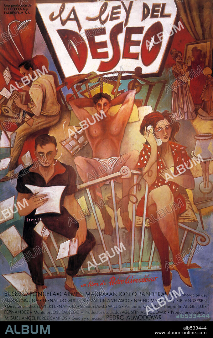 Poster de LA LEY DEL DESEO, 1987, dirigida por PEDRO ALMODOVAR. Copyright EL DESEO S.A.