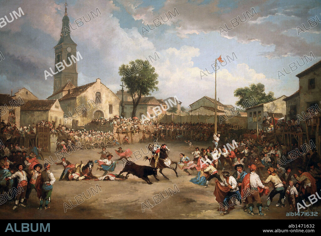 EUGENIO LUCAS VELAZQUEZ. LUCAS VELAZQUEZ , EUGENIO . PINTOR ESPAÑOL . MADRID 1817 - 1870. " GRAN CORRIDA DE TOROS Y CUCAÑA " , AÑO 1856. MUSEO BELLAS ARTES. LA HABANA. TAUROMAQUIA.