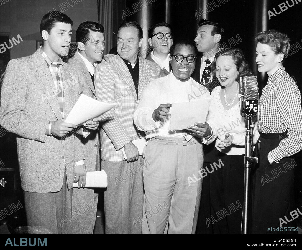 BOB HOPE, DEAN MARTIN, DEBORAH KERR, FRANKIE LAINE, JERRY LEWIS, LOUIS ARMSTRONG, MEREDITH WILLSON and TALLULAH BANKHEAD. 1949