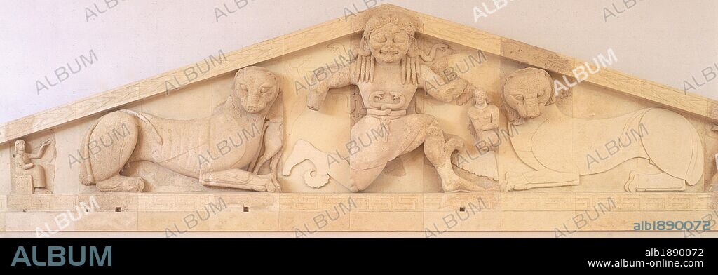 Pediment of the Temple of Artemis in Corfu, Greece. Greek civilization, 6th Century BC.