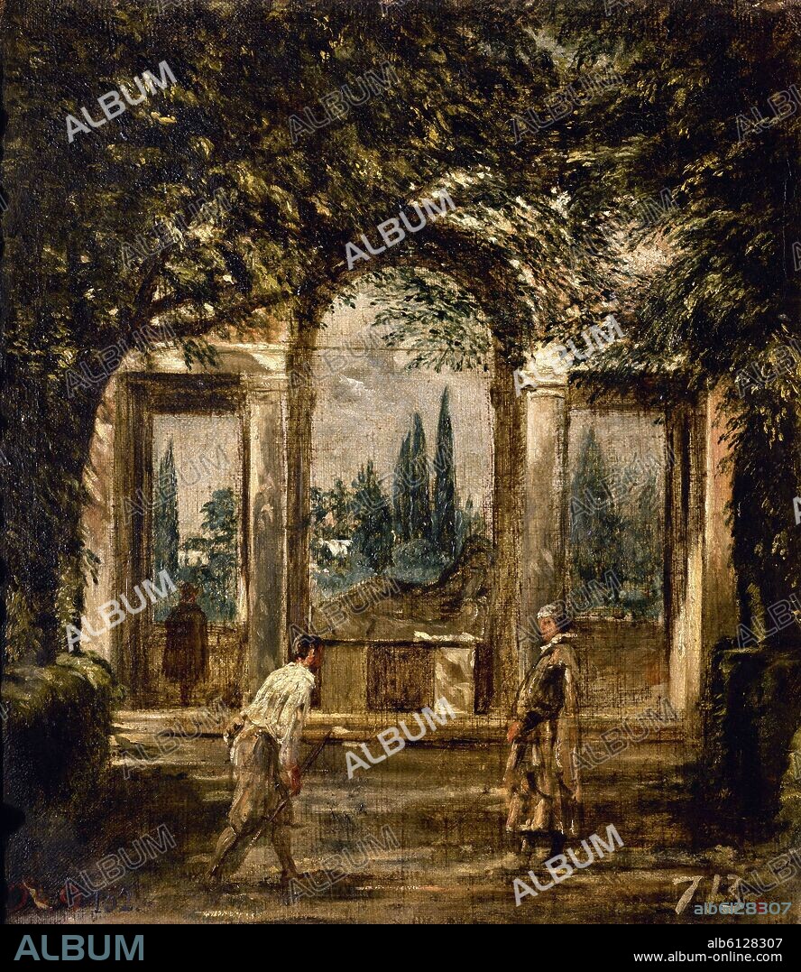 DIEGO VELAZQUEZ (1599-1660). VISTA DEL JARDIN DE LA VILLA MEDICIS EN ROMA - 1630 - O/L 44x38 - NP 1211 - BARROCO ESPAÑOL.