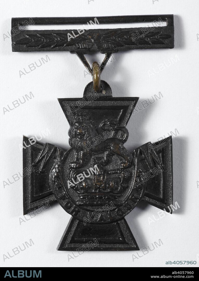 The Victoria cross, awarded to Patrick Mahoney, who was killed in the Indian Mutiny in 1857 shortly after being awarded it. Citation : 'For distinguished gallantry (whilst doing duty with the Volunteer Cavalry) in aiding in the capture of the Regimental Colour of the 1st Regiment Native Infantry, at Mungulwar, on the 21st of September, 1857'. He was killed in action at Lucknow, India, on 30 October 1857. Source: Foster 4280.
