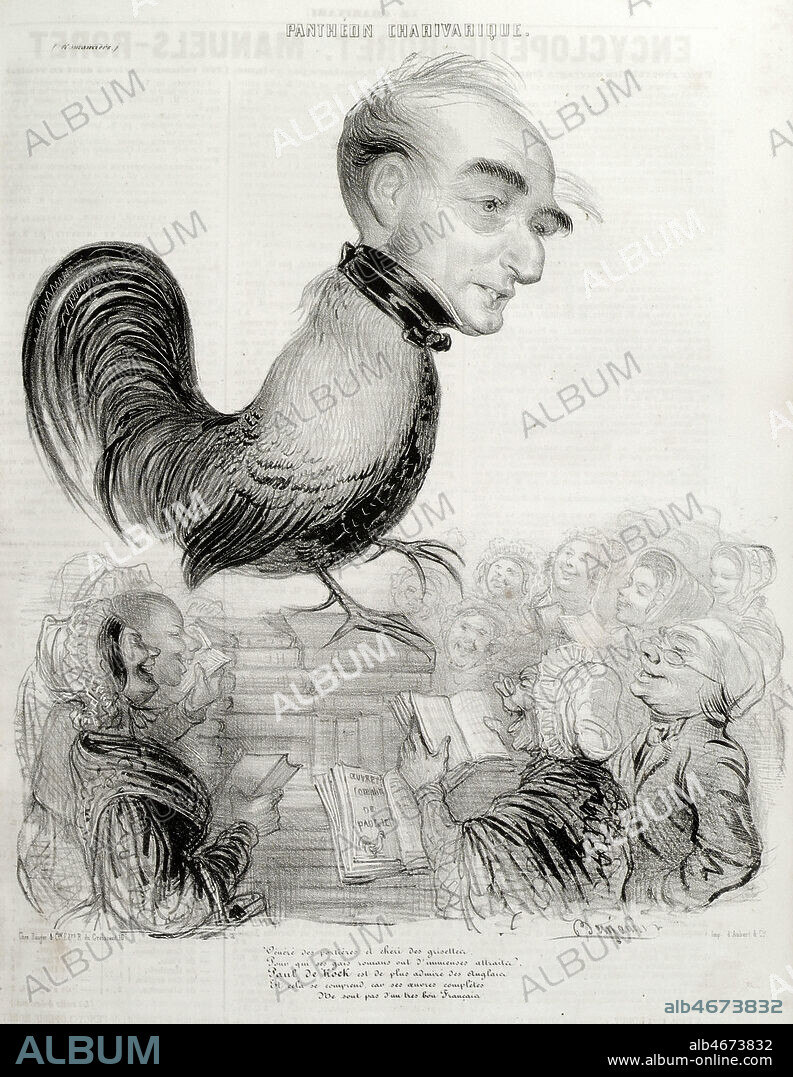Portrait de Paul de KOCK Lithographie de Benjamin dans Le Charivari du 15 avril 1842. Credit: Coll. BHVP-Grob/KHARBINE-TAPABOR.
